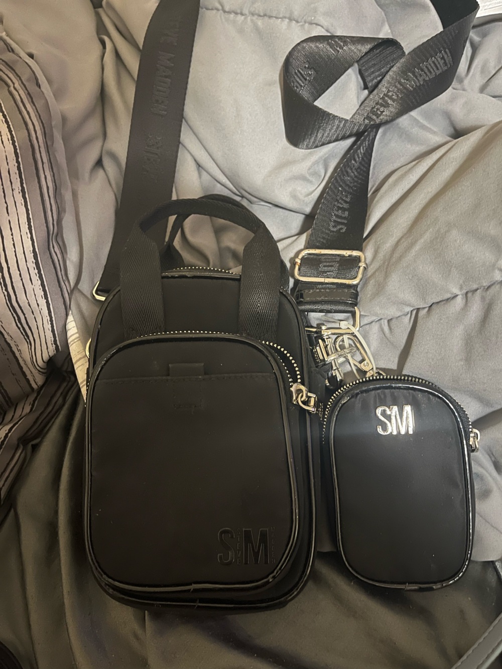 Steve Madden Black Men’s Belt Bag with Detachable Pouch